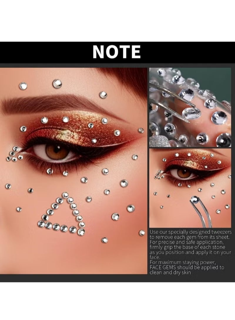 4-Sheet Face Gems Self Adhesive Face Rhinestones for Makeup Festival Face Jewels, Stick On Pearls Hair Gems, Pearl Rhinestones Stickers for Face, Hair, Eye, Makeup, Nail - Image 5