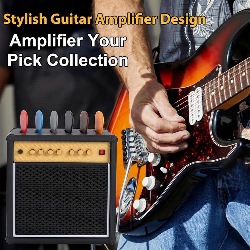 JYCSTE Guitar Pick Holder with Storage Box, Guitar Amp Model Guitar Picks Holder with 5 Celluloid Guitar Picks - Funny Gifts for Musicians and Guitarists - Image 5