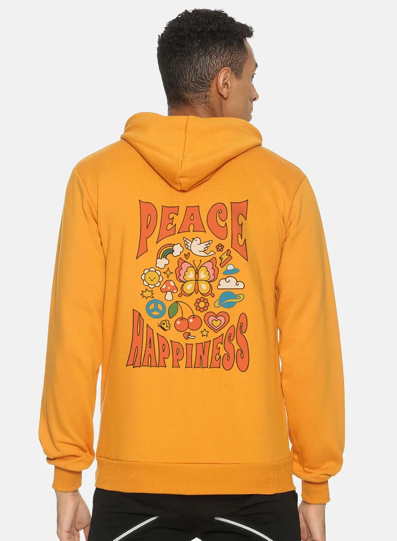 Campus Sutra Men's Mustard Yellow Mushroom Hoodie