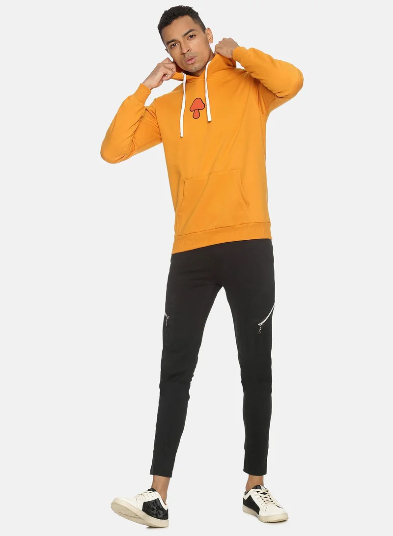 Campus Sutra Men's Mustard Yellow Mushroom Hoodie