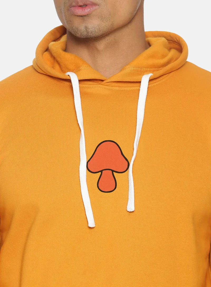 Campus Sutra Men's Mustard Yellow Mushroom Hoodie