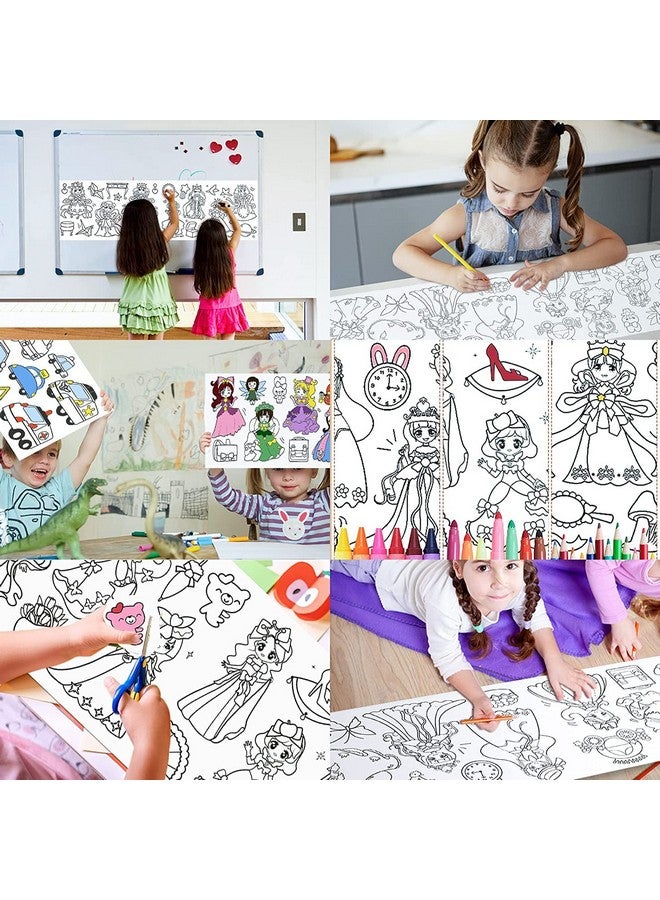KolorFish KolorFish Coloring Re-Stick Drawing Paper Roll for Kids, 118 x 12 Inch Large Coloring Poster for Toddlers, Art Paper Crafts Coloring Tablecloth Ideal Gift for Class Home Birthday Party (Princess) - Image 5