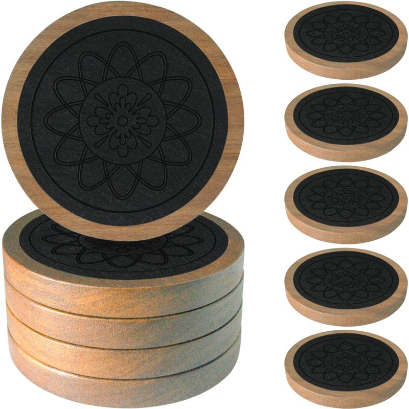 Wood Coasters for Drinks Minacun Absorbent Coaster Sets of 5 Drinks Coasters for Coffee Tabletop Protection NonSlip NonStick Suitable for Kinds of Cups Wooden Table Drink 43 Inches Black