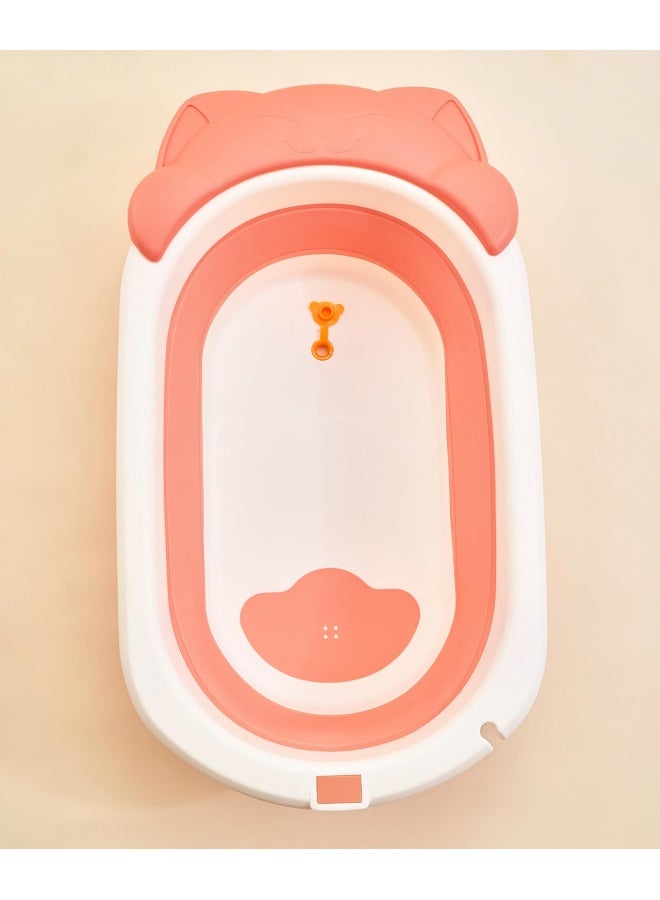 Fab N Funky Kitten Face Printed Bath Tub with Drain Plug, Foldable Design, Non-Slip Gasket, 0 Months+, 86 x 49.5 x 23cm (Unfolded) - Pink - Image 5