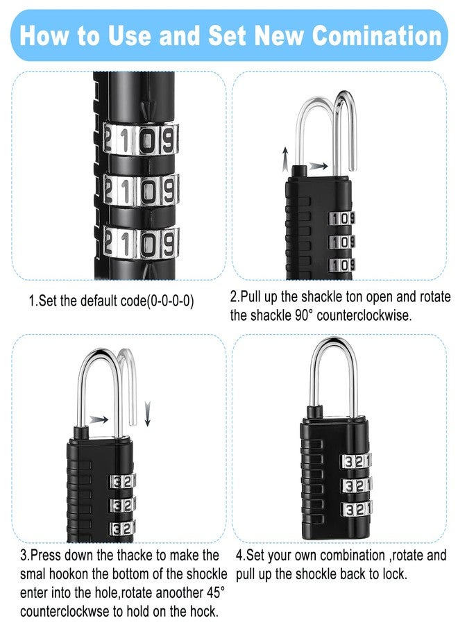 Kenning 24 Pack Combination Lock 3 Digit Outdoor Padlock Locker Lock Combo Lock Combination Padlock for School Gym Sports Locker, Gate, Luggage, Fence, Tool Box, Hasp Storage Case, Blue,Sky - Image 4