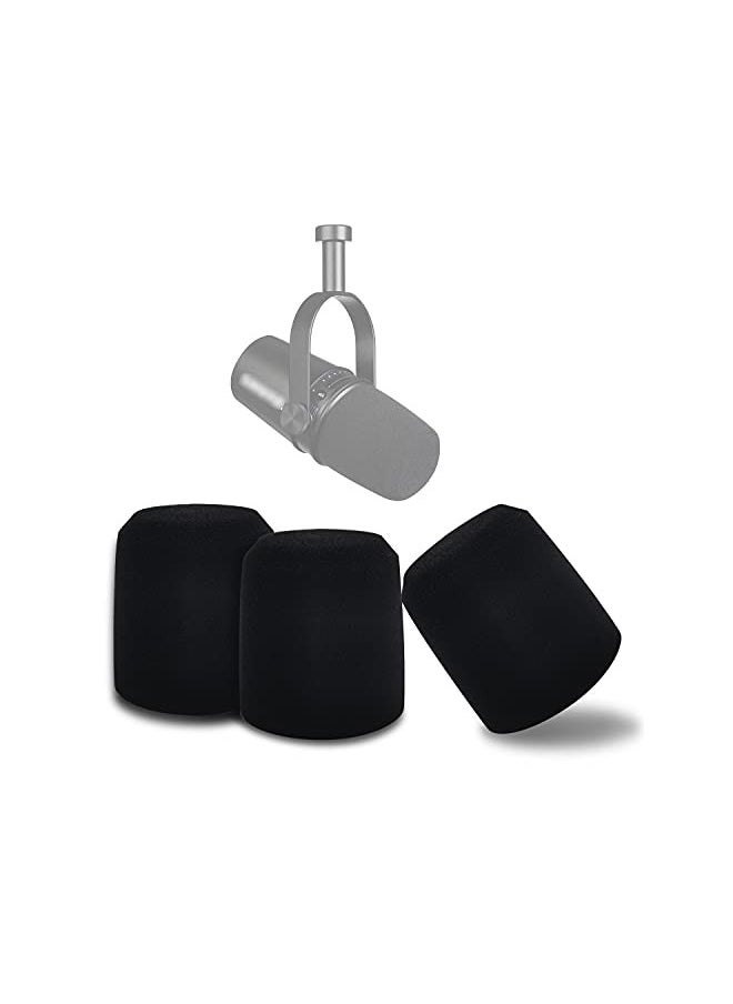 boseen - Boseen Microphone Foam Windscreen for Shure MV7, Mic Cover Microphone Windscreen for MV7 Professional Mic Foam for Recording, 3PCS - Image 1