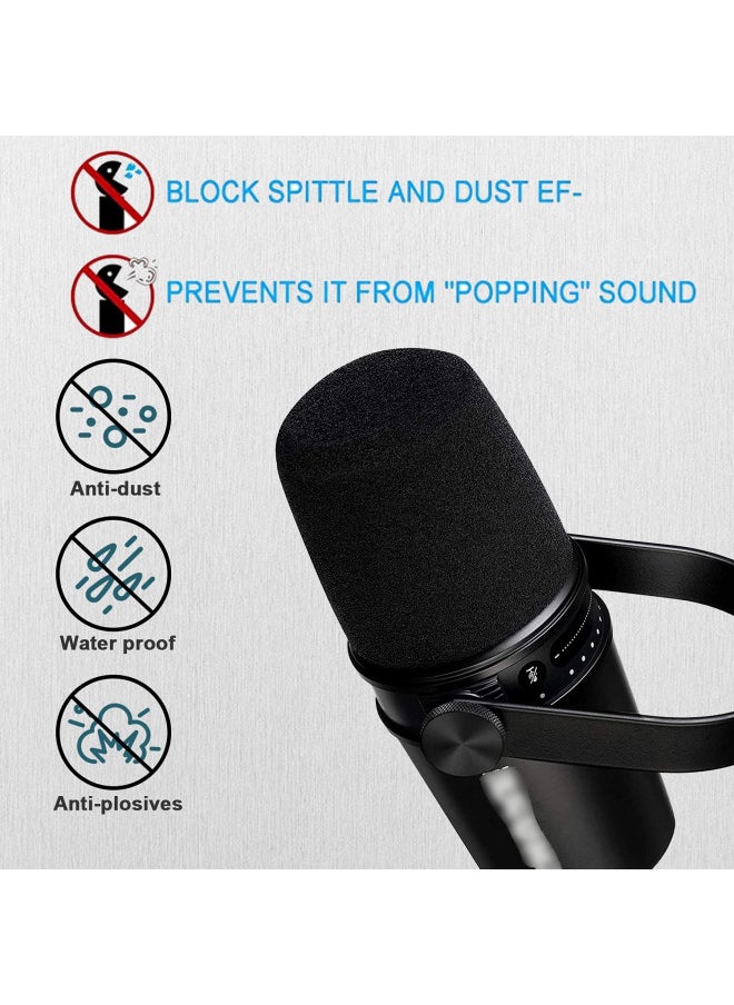 boseen - Boseen Microphone Foam Windscreen for Shure MV7, Mic Cover Microphone Windscreen for MV7 Professional Mic Foam for Recording, 3PCS - Image 1