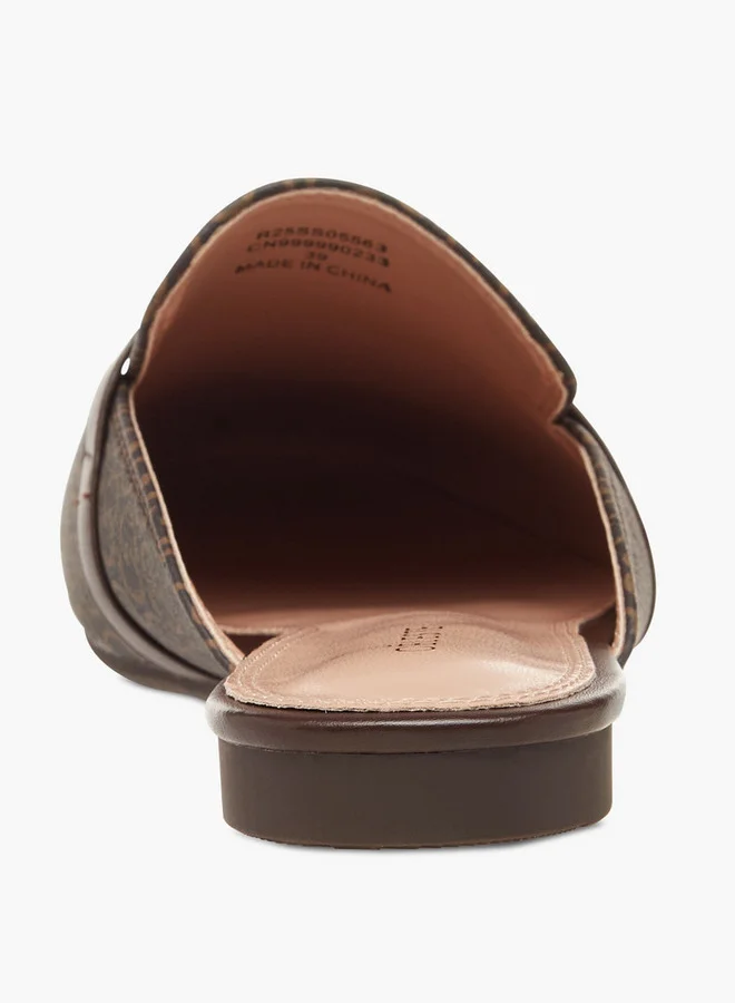 Celeste Women's Monogram Print Slip-On Mules with Metal Accent