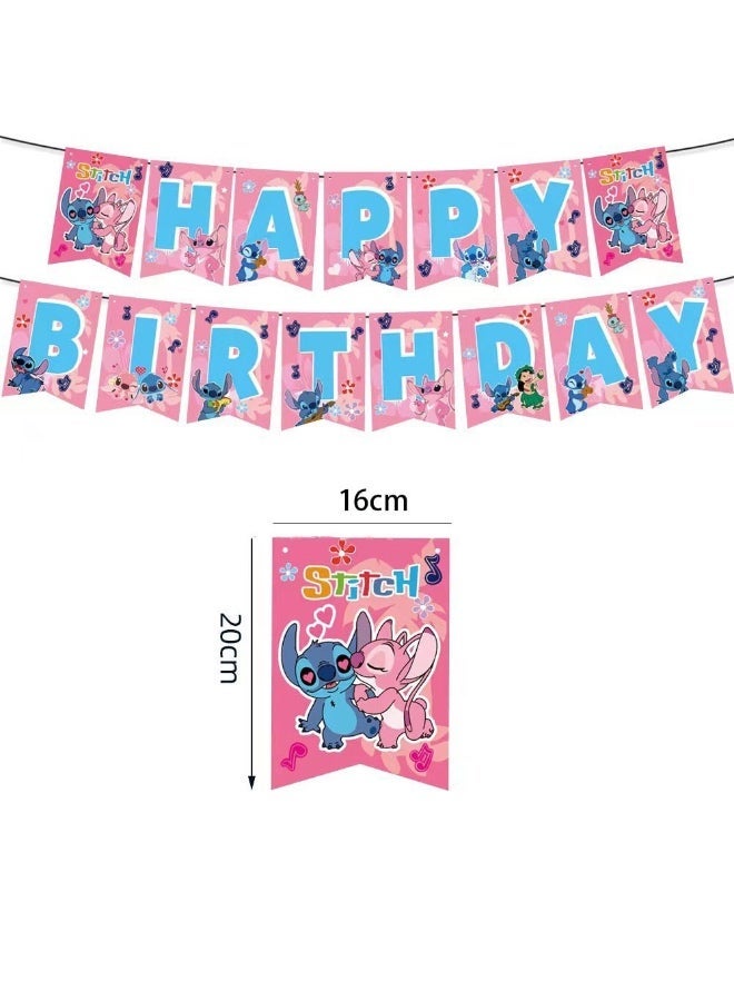 49 PCS Lilo & Stitch Birthday & Party Decoration Set, Lilo & Stitch & Cartoon Party Favor for Kids , Included  Backdrop, Banners, Cake Decoration, Balloons, Tablecolth, Handing Swirls, Cake Topper - Image 3