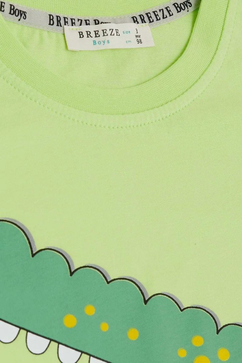 Breeze Boy Shorts Set Skateboard Mouse & Cute Crocodile Printed 2-6 Years, Pistachio Green