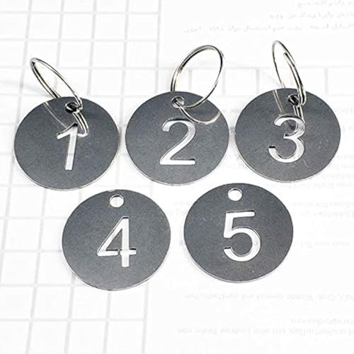 StayMax Hollowed Stainless Steel Number Tags Key Tags with Rings (1-100) - Image 1