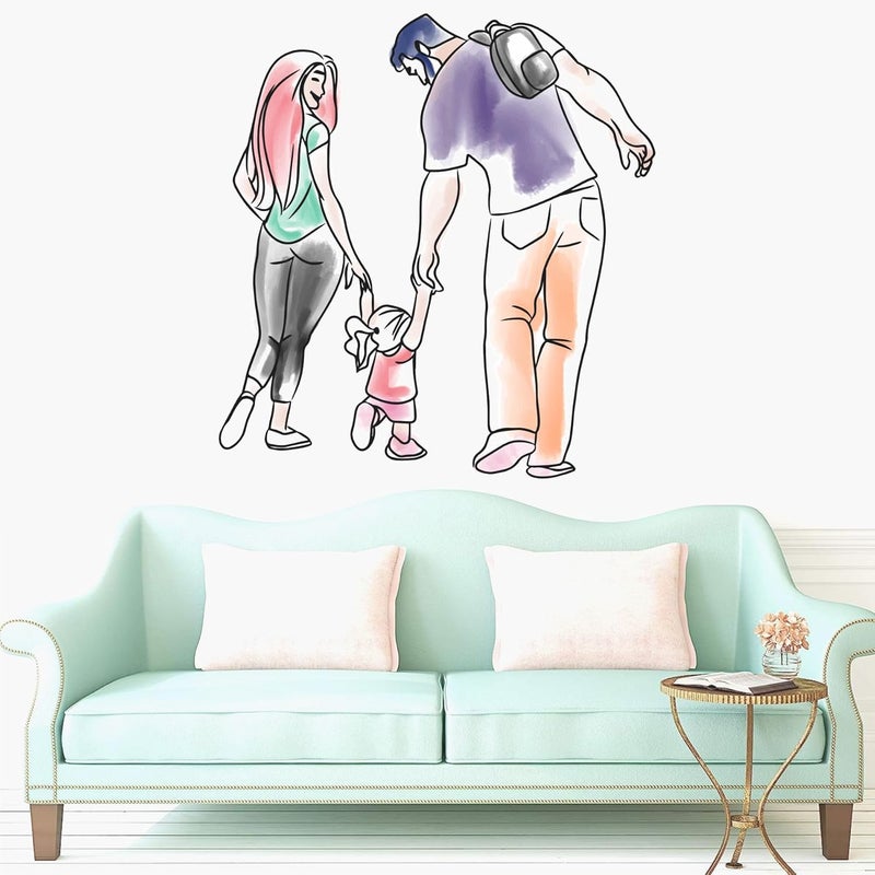 Wall Attraction Cute Family Wall Stickers Murals Size 55x58cm MD250_S - Image 1
