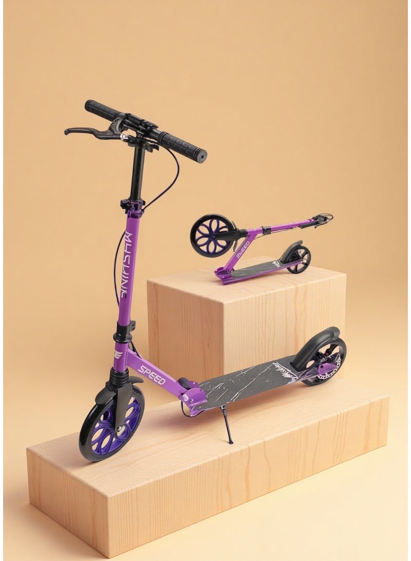 إيزي فيتشور سكوتر أطفال قابل للطي وتعديل الارتفاع من إيزي فيوتشر، مزود بعجلات كبيرة ومقبض وفرامل خلفية، مناسب للأطفال من عمر 7 إلى 14 سنة. - Image 1