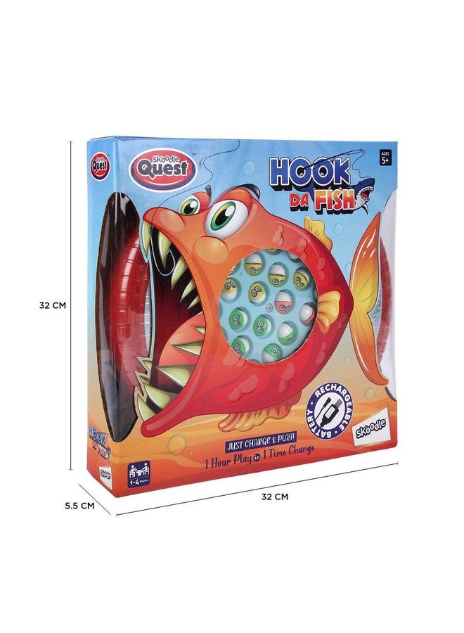سكودل لعبة صيد السمك القابلة لإعادة الشحن "سكودل كويست هوك دا فيش" | ٤٥ سمكة و٤ صنارات صيد | لعبة صيد السمك الدوارة الموسيقية | ٥ سنوات فما فوق | أحمر - Image 5