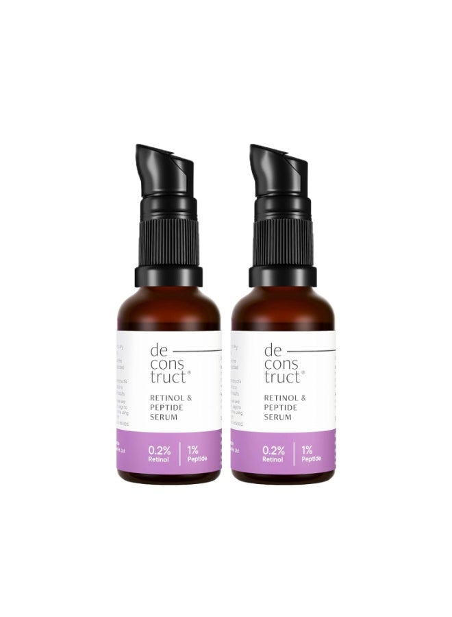 Deconstruct Retinol Face Serum with Peptide | 0.2% Retinol + 1% Peptide | Anti Aging Serum | Reduces Fine Lines & Wrinkles | Beginner Friendly Retinol Serum | For Men & Women - 30 ml each, pack of 2 - Image 1