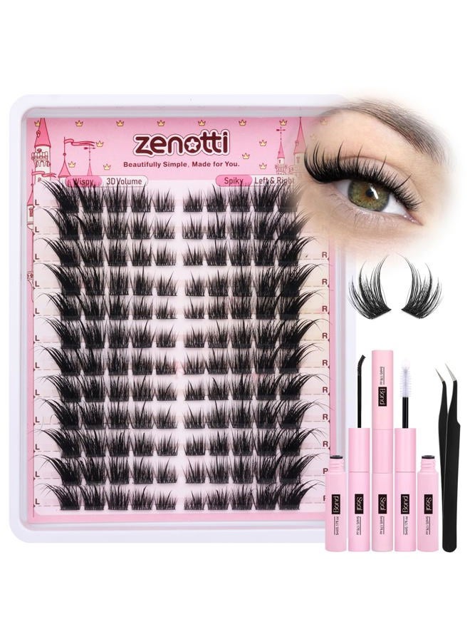 zenotti Lash Clusters Kit Cat Eye Cluster Eyelash Extensions Kit Wispy Fairy Lash Clusters Kit Natural Individual lashes Fox Eye DIY Lash Extensions with Lash Bond and Seal and Eyelash Tweezers by zenotti - Image 1