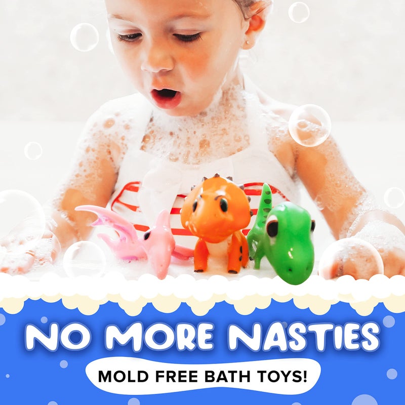 SplashEZ Mold Free Bath Toys for Babies & Toddlers, Dinosaur No Hole Bath Toys for Kids, Toddler Gift, No Mold Bathtub Water Dino Set for Kids, Pool, BPA-Free, Fun, Infant Ages 1 3 6 12 18 Months - Image 5