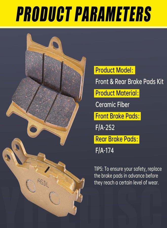 YIPEDISC Brake Pads Kit fit for YAMAHA FZ6 MT-07 MT-09 Tracer700 XSR700 YZF-R1 YZF-R6 YZF-R7 Fazer8 FZ8 FZ1 MT-10 XSR900 FA252 and FA174 Ceramic Fiber Front and Rear Brake Pads Kit(3 Sets) - Image 4