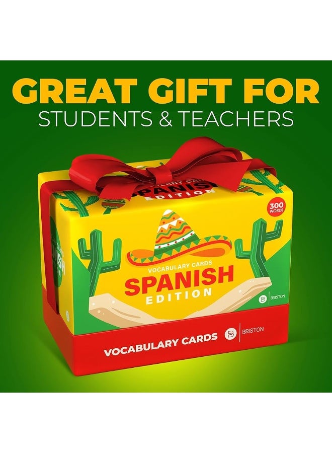 Briston Spanish Vocabulary 300 Flash Cards - Beginner Vocab with Pictures - Memory & Sight Words - 2024 Educational Language Learning - Game Like Play - Kids, Grade School, Classroom, Homeschool - Briston  - Image 3