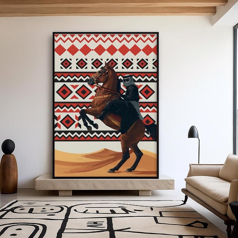 Marktna One canvas painting with a traditional Sadu weaving design and a hollow frame, measuring (40×60) cm. - Image 3