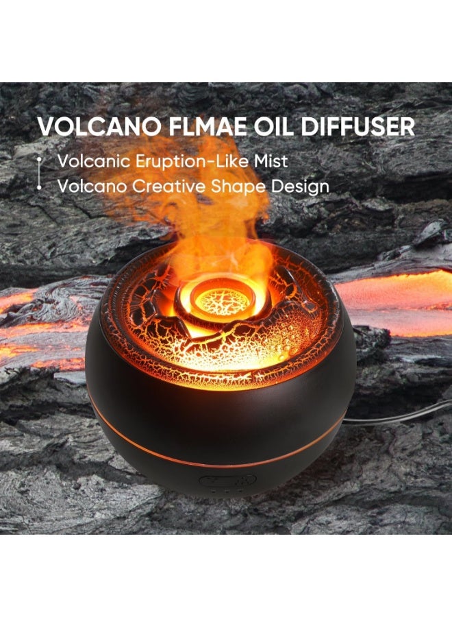 موزع الزيوت العطرية، موزع الروائح العطرية Volcano Fire Flame، مرطب هواء بارد بالموجات فوق الصوتية سعة 360 مل، موزع الروائح العطرية مع إضاءة بـ 7 ألوان، مؤقت وإيقاف تلقائي للاستخدام المنزلي والغرف - Image 2