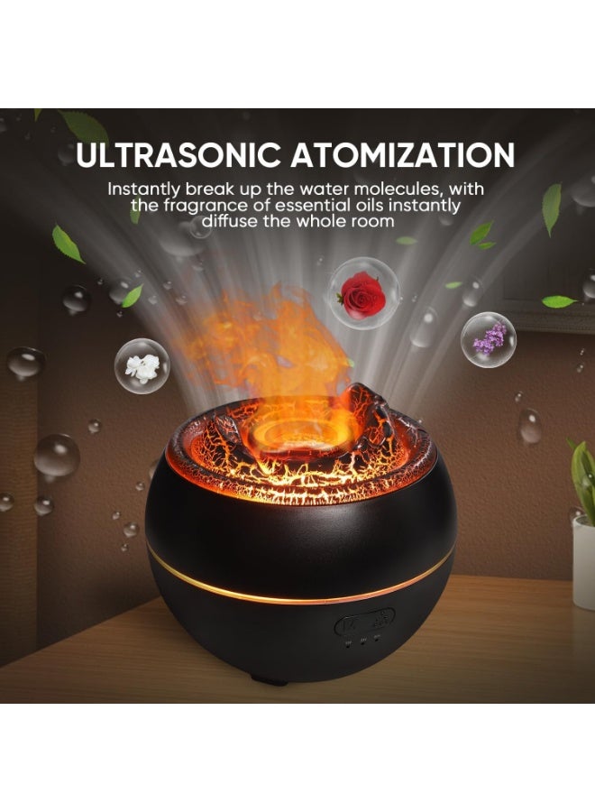 موزع الزيوت العطرية، موزع الروائح العطرية Volcano Fire Flame، مرطب هواء بارد بالموجات فوق الصوتية سعة 360 مل، موزع الروائح العطرية مع إضاءة بـ 7 ألوان، مؤقت وإيقاف تلقائي للاستخدام المنزلي والغرف - Image 5