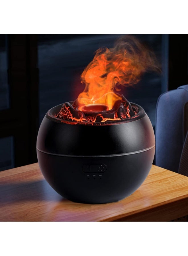 موزع الزيوت العطرية، موزع الروائح العطرية Volcano Fire Flame، مرطب هواء بارد بالموجات فوق الصوتية سعة 360 مل، موزع الروائح العطرية مع إضاءة بـ 7 ألوان، مؤقت وإيقاف تلقائي للاستخدام المنزلي والغرف - Image 1