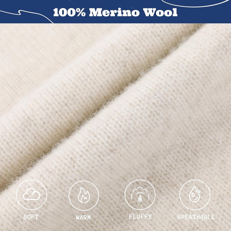 ACUSHLA 100% Merino Wool Balaclava for Women & Men Winter Warm Knit Hooded Scarf Hoodie Hat and Scarf Set in One - Image 5