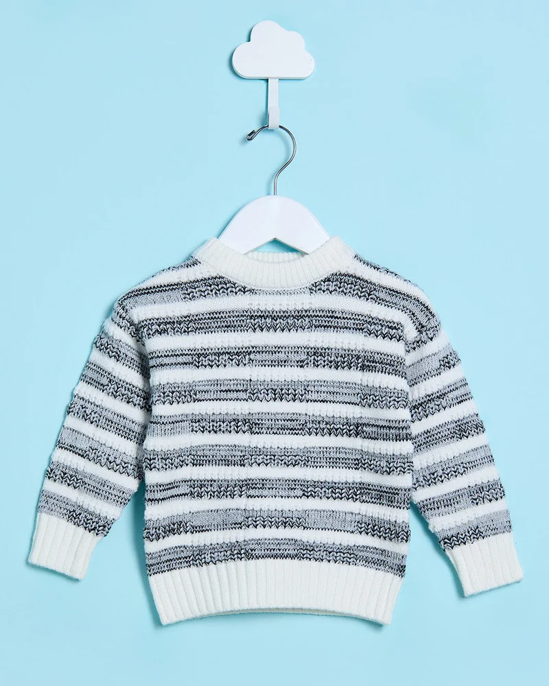 Redtag Infant Boys Black And White Pullover Sweater