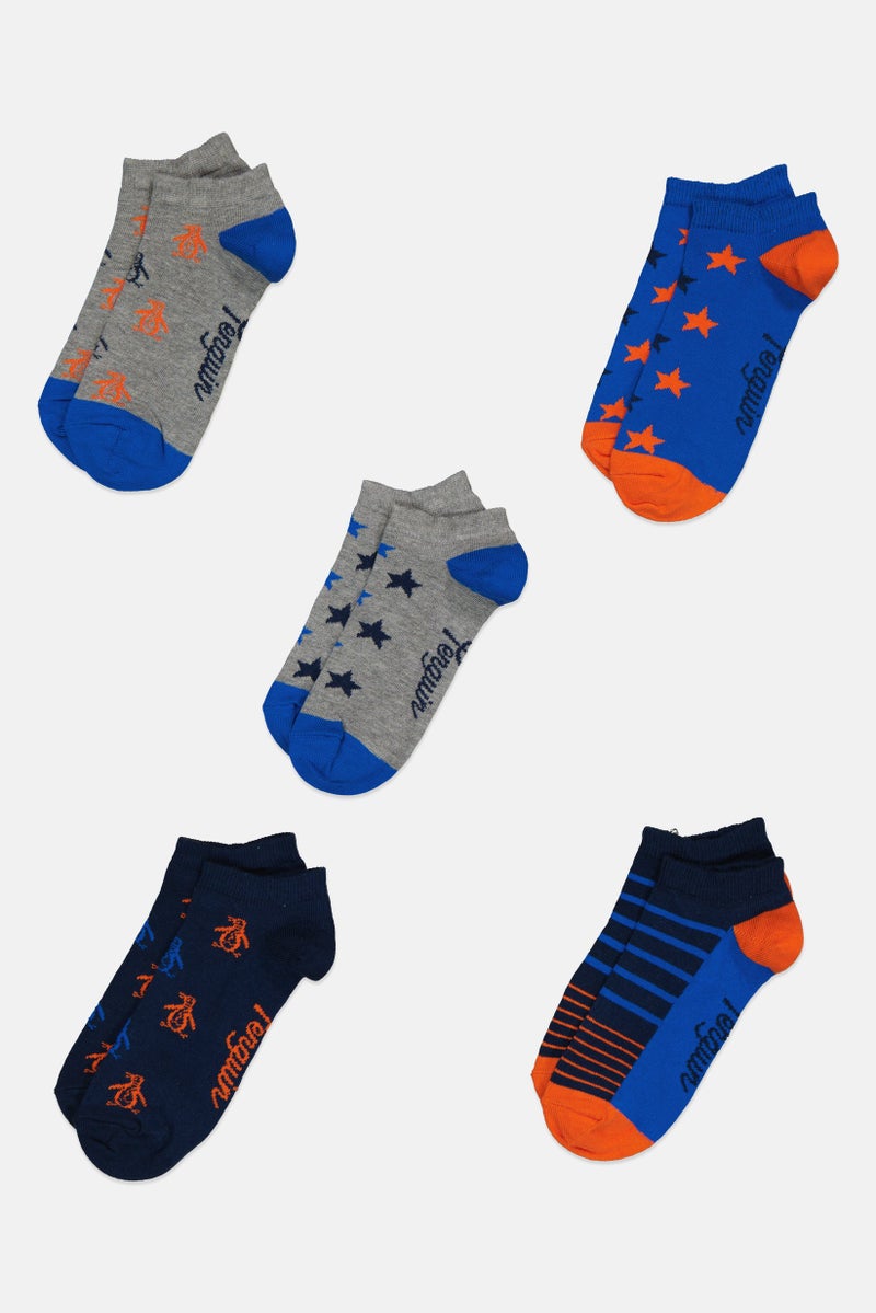 Original Penguin Kids Boy 5 Pairs Stripe Ankle Socks, Multicolor - Image 3