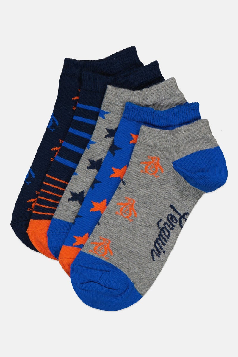 Original Penguin Kids Boy 5 Pairs Stripe Ankle Socks, Multicolor - Image 1