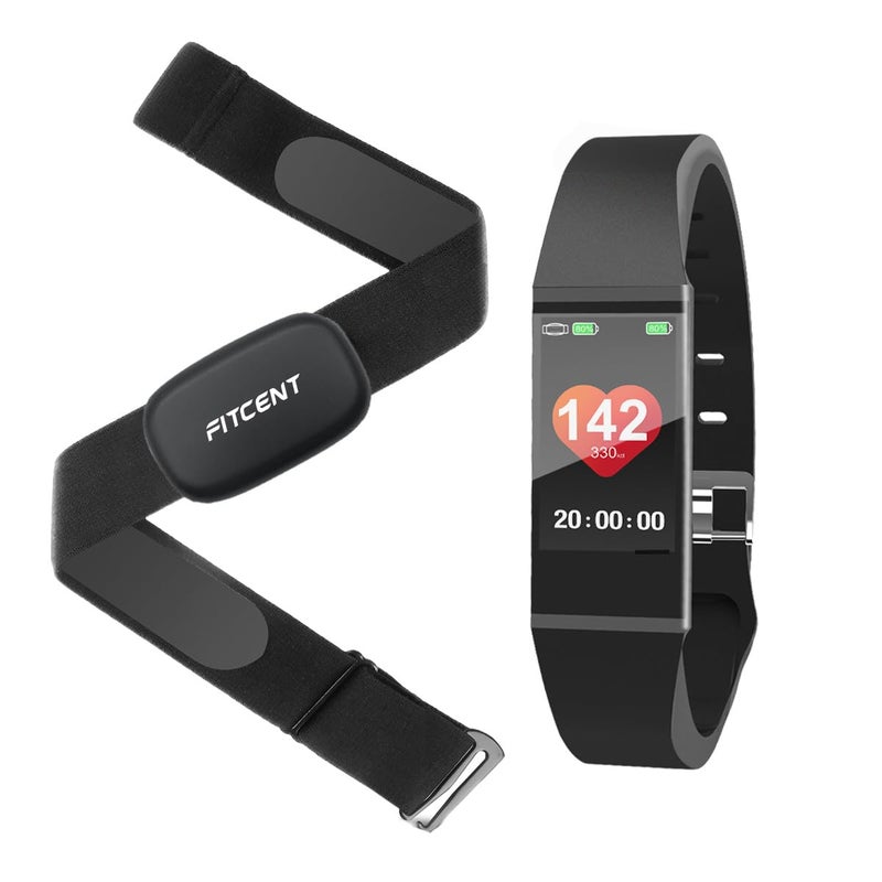 FITCENT Heart Rate Monitor Chest Strap with Fitness Tracker, ANT+ 5.3Khz Bluetooth Heart Rate Monitor Compatible with Polar Garmin DDP Yoga, HR Sensor with Sports Bracelet - Image 1