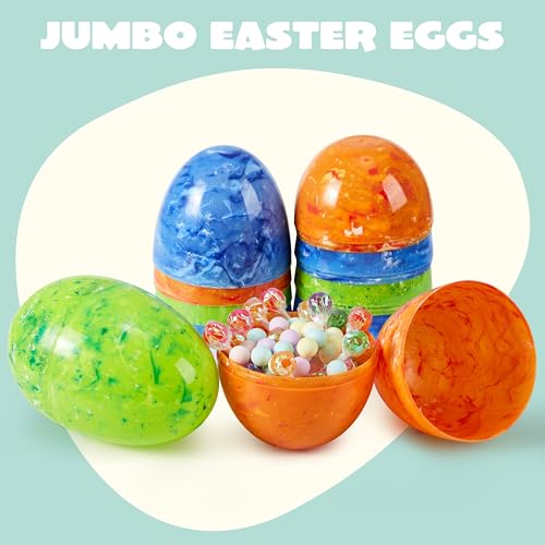 JOYIN 6 Pcs Large Marble Easter Eggs 6 Inches Jumbo Plastic Eggs Fillable for Easter Themed Hunt Basket Stuffers Fillers Filling Treats Party Favor Classroom Prize Supplies - Image 3