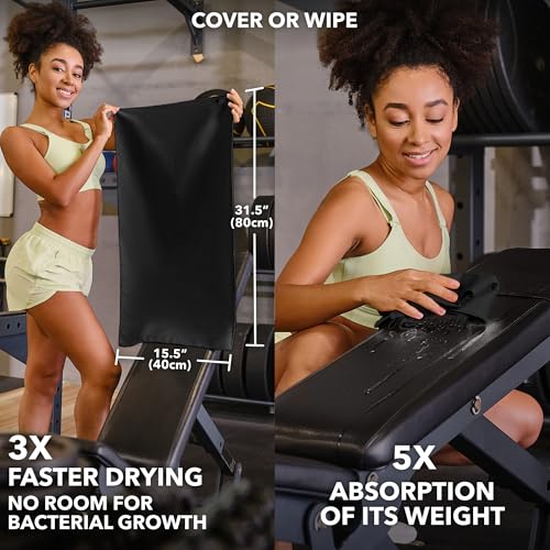 Trailoom Microfiber Workout Towels - Quick Dry, Highly Absorbing, Odor-Free, for Men & Women - Gym Sweat Sports Towel for Hot Yoga, Tennis, Running, Exercise, Working Out, Camping, Set of 5 Black - Image 4