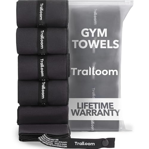 Trailoom Microfiber Workout Towels - Quick Dry, Highly Absorbing, Odor-Free, for Men & Women - Gym Sweat Sports Towel for Hot Yoga, Tennis, Running, Exercise, Working Out, Camping, Set of 5 Black - Image 1