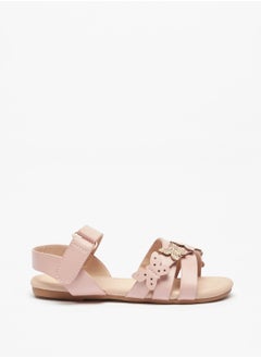 Girls Butterfly Accent Sandals with Hook and Loop Closure