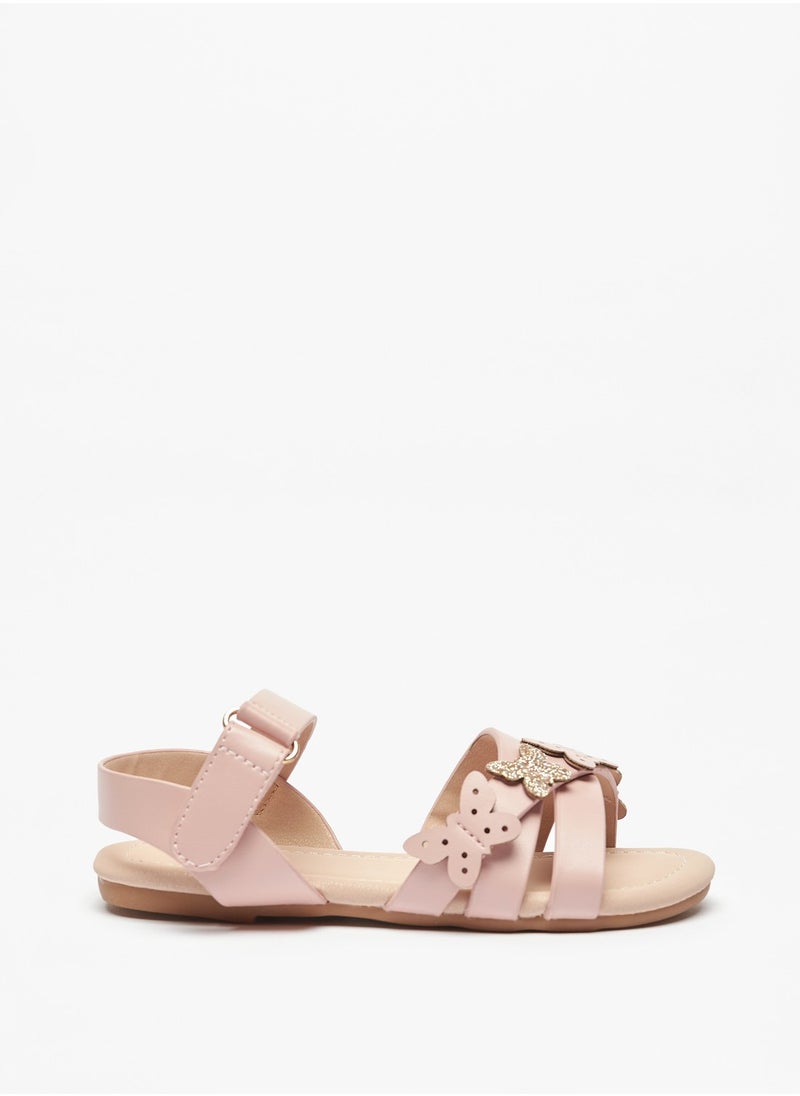 Flora Bella By Shoexpress - Girls Butterfly Accent Sandals with Hook and Loop Closure - Image 1