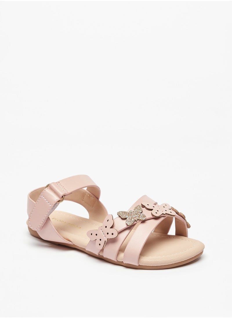 Flora Bella By Shoexpress - Girls Butterfly Accent Sandals with Hook and Loop Closure - Image 1