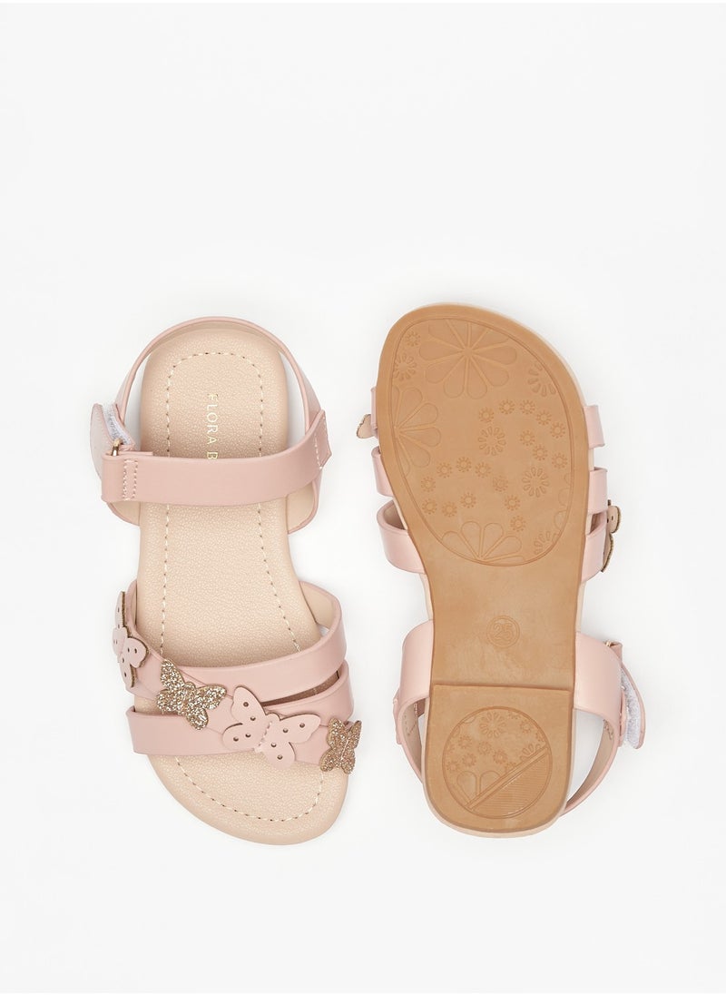 Flora Bella By Shoexpress - Girls Butterfly Accent Sandals with Hook and Loop Closure - Image 1