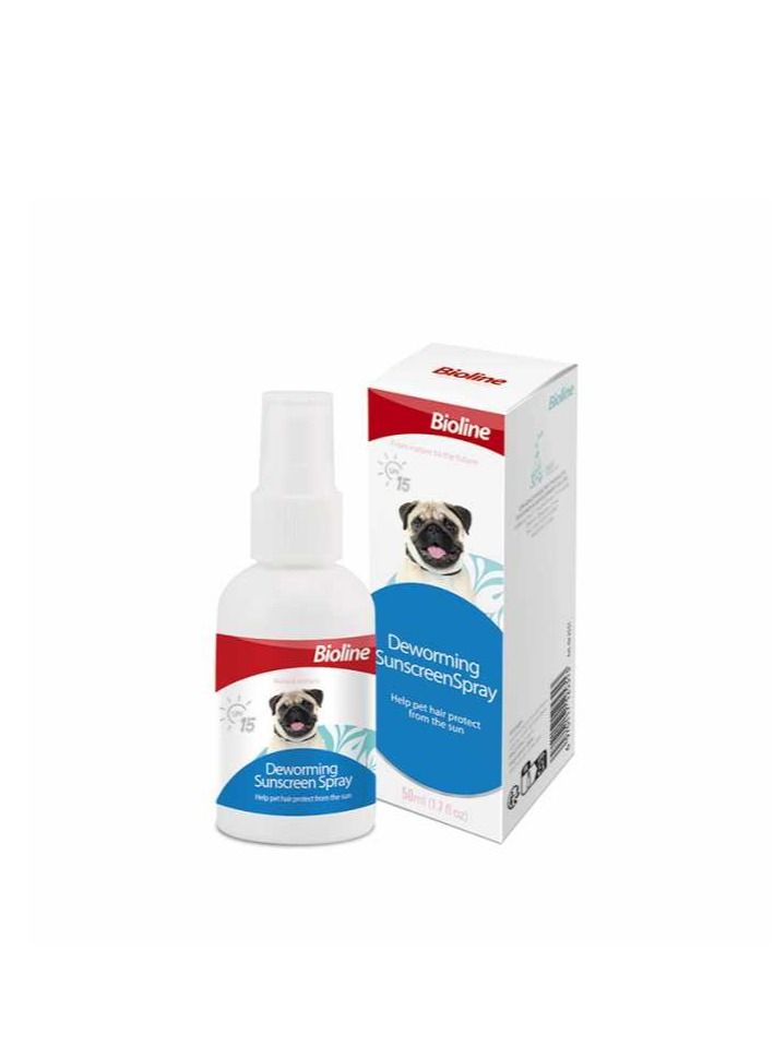 Bioline بخاخ واقي من الشمس لإزالة الديدان للحيوانات الأليفة 50 مل