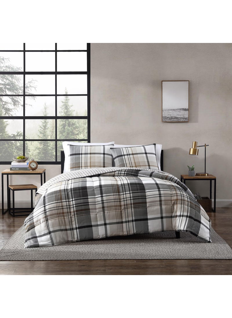 Eddie Bauer Eddie Bauer  King Comforter Set Plaid Reversible Bedding Stylish  Warm Home Decor Normandy Grey King 