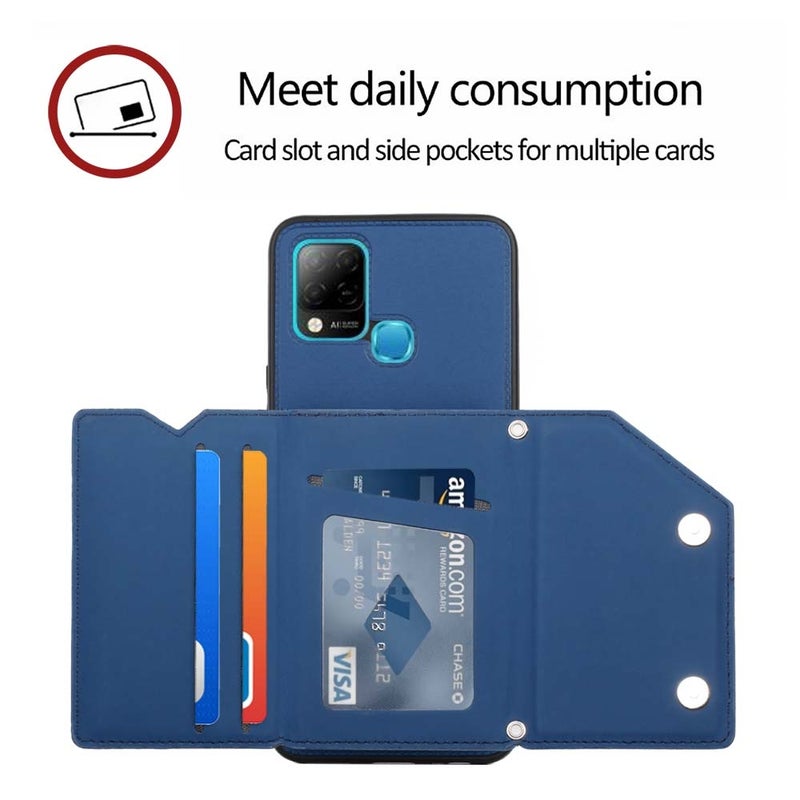 BURAQ Case Cover For Infinix Hot 10S / 10T / 10S NFC Skin Feel PU + TPU + PC Phone Case(Blue) - Image 5