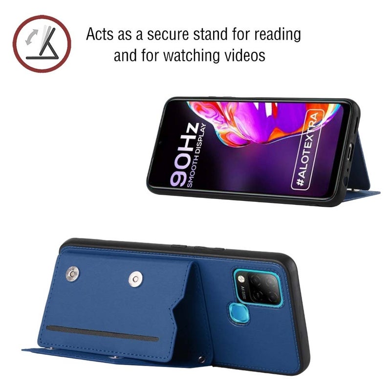 BURAQ Case Cover For Infinix Hot 10S / 10T / 10S NFC Skin Feel PU + TPU + PC Phone Case(Blue) - Image 4