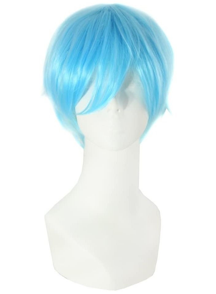 Estelle Mens Short Straight Wig Cosplay Costume Wig Light Blue - Image 1