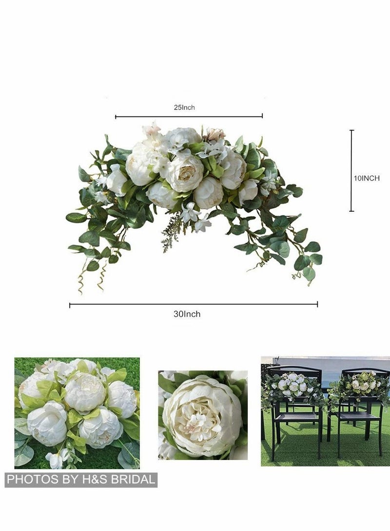 Excefore Wedding Arch Flowers, 30 Inch Rustic Artificial Floral Swag for Lintel, Green Leaves Rose Peony Sunflowers Reception Backdrop Sweetheart Table Decoration - Image 2