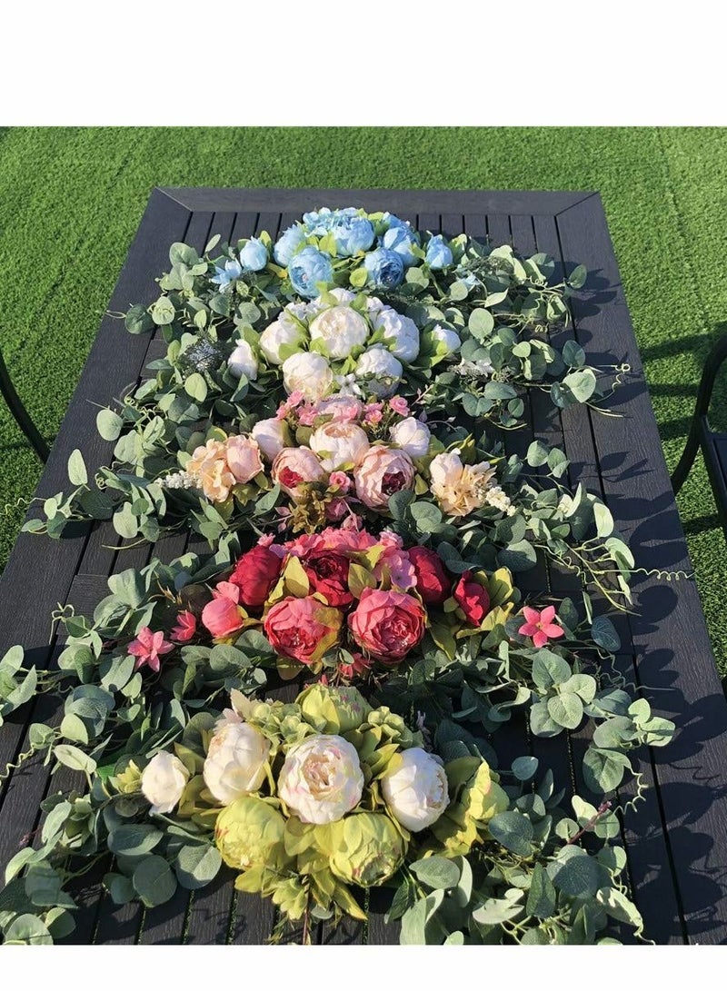 Excefore Wedding Arch Flowers, 30 Inch Rustic Artificial Floral Swag for Lintel, Green Leaves Rose Peony Sunflowers Reception Backdrop Sweetheart Table Decoration - Image 4