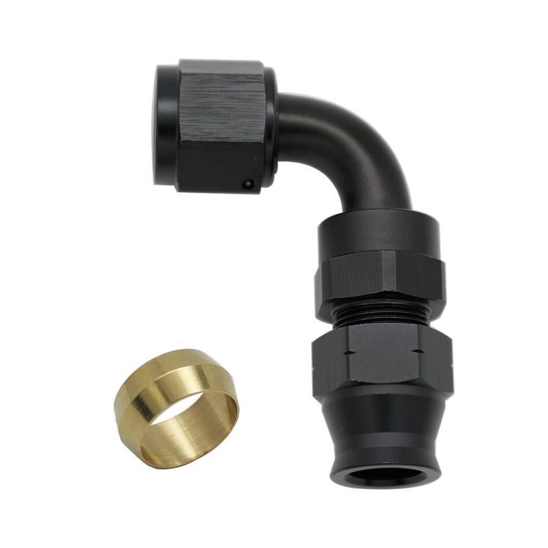 KRD PERFORMANCE 90 Degree 8AN Female Flare to 12 127mm OD Fuel Hardline Tube Adapter Fitting Aluminum Black - Image 2