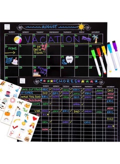 Magnetic Dry Erase Chore Chart Board And Monthly Calendar For Multiple Kids Teenagers And Family - 2 Pack For Fridge, 5 Markers With Eraser Tops, 36 Reusable Cling Stickers - pzsku/Z3A5C0487639E93A3C408Z/45/_/1735214456/f607fed3-75a8-4837-b2d0-cda08d9caa29