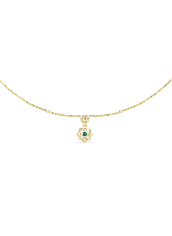 شيروتي 1881 Ottavia Gold Plated Stainless Steel Necklace with Mother of Pearl and Malachite Floral Pendant  for Women