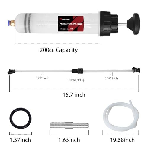 Thorstone Automotive Fluid Extractor Pump with Long Rubber Hose, Oil Change Syringe with Hose, Manual Fuel Suction & Filler, Fluid Oil Change Evacuator (7 Oz./0.21 Qt./200 CC) - Image 2